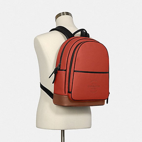 M Coach Thompson Pebbled Leather Backpack - Terracotta/Saddle - Picture 4 of 11
